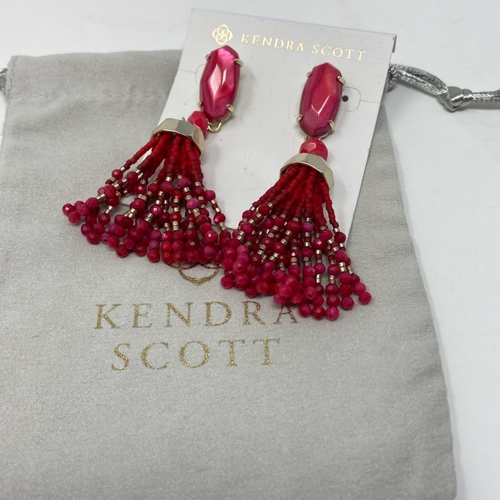 Kendra Scott Dove Tassel Earrings Pink Red